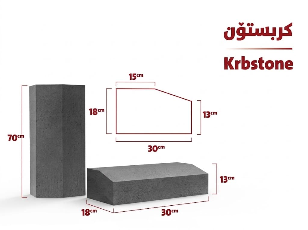 Kerbstone Made by Choman Factory in Iraq (15x18x30 cm)
