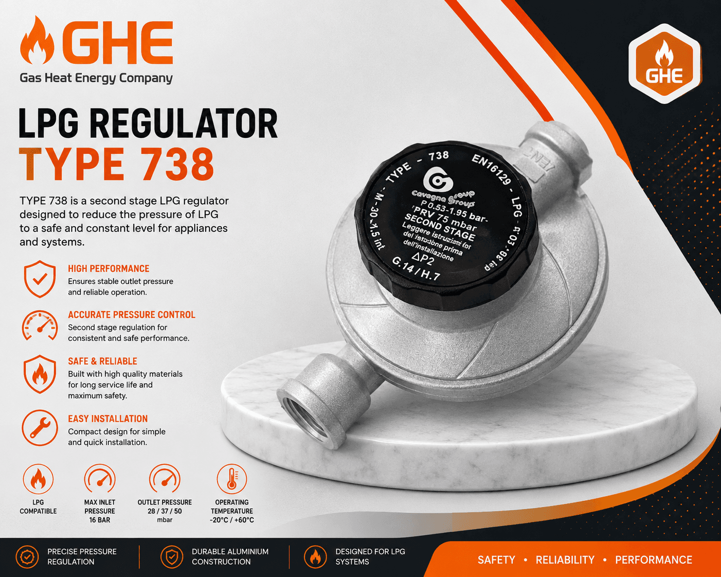 Second Stage Regulator – 10 kg/h with PRV-Vent